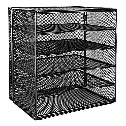 Amazon Basics Schreibtisch-Organizer mit 5 Fächern, Quadratisch, 34,5 x 24,1 x 32,5 cm, Schwarz von Amazon Basics