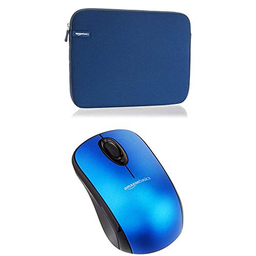 Set Amazon Basics 13.3-INCH LAPTOP SLEEVE - NAVY + Amazon Basics WIRELESS MOUSE WITH NANO RECEIVER - BLUE von Amazon Basics