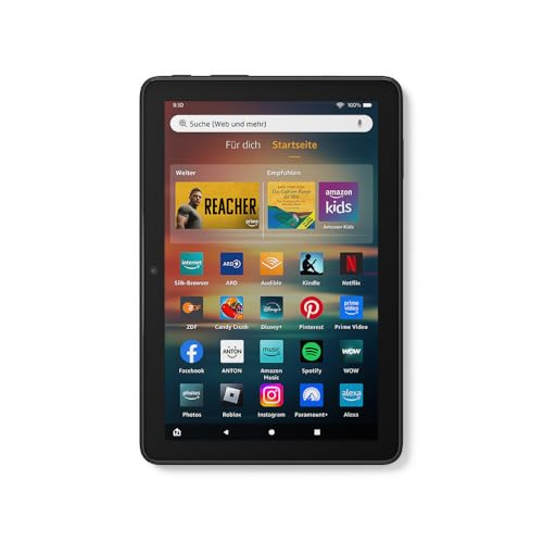 Das neue Amazon Fire HD 8-Tablet, 8-Zoll-HD-Bildschirm, 3 GB RAM, 32 GB Speicher, für Unterhaltung unterwegs, schwarz (2024) – ohne Werbung von Amazon