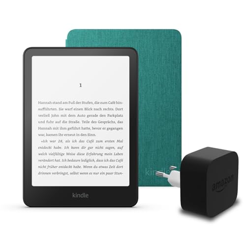 Den neuesten Kindle Paperwhite (Version 2024) mit 16 GB ohne Werbung, eine Amazon-Stoffhülle und ein Amazon Powerfast 9-W-Netzteil. von Amazon