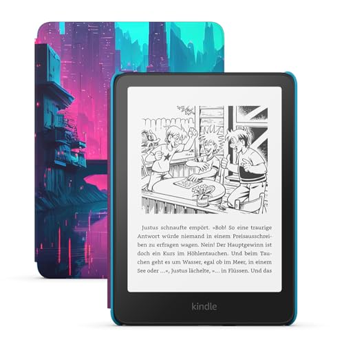 Der neue Amazon Kindle Paperwhite Kids (16 GB) – Größeres, blendfreies 7-Zoll-Display – Mit Kindle lesen Kinder durchschnittlich mehr als mehr als 45 Minuten – Cyber-Skyline-Design von Amazon