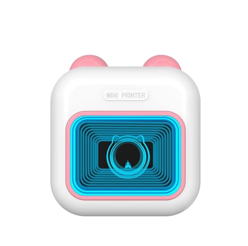 Ambesty Mini Drucker, Mobiler Fotodrucker, Tragbarer Mini Fotodrucker, Wireless Fotodrucker Thermodrucker, mit 13 Rollen Druckerpapie und 5 Buntstifte, Smartphone Bluetooth Drucker (Rosa) von Ambesty