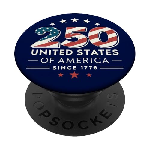 Retro 250th Anniversary USA 1776–2026 Vintage Amerikanische Flagge PopSockets Klebender PopGrip von America's 250th Birthday 4th of July 1776-2026