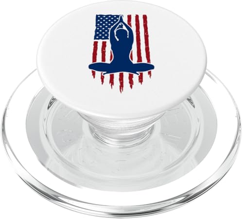 Amerikanische Flagge für Yoga-Liebhaber, patriotische USA-Flagge PopSockets PopGrip für MagSafe von American Flag Patriotic Red White and Blue