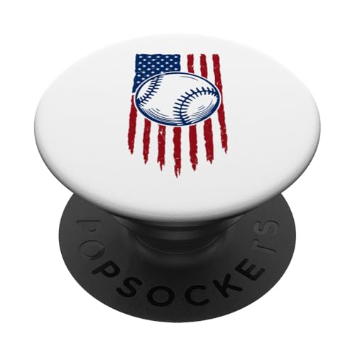 Baseball Amerikanische Flagge für Baseballliebhaber USA Flagge 2 PopSockets Klebender PopGrip von American Flag Patriotic Red White and Blue