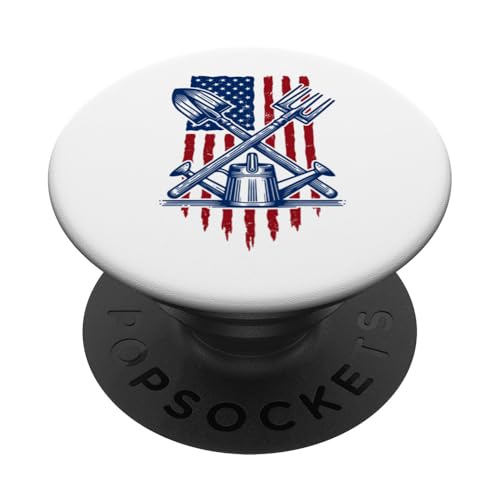 Gardening Amerikanische Flagge für Gärtner Patriotische USA-Flagge PopSockets Klebender PopGrip von American Flag Patriotic Red White and Blue