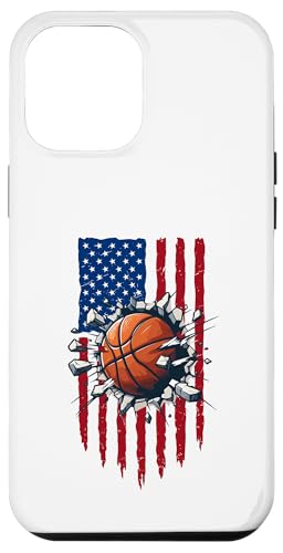 Hülle für iPhone 12 Pro Max Basketball Amerikanische Flagge für Basketballliebhaber USA Flagge von American Flag Patriotic Red White and Blue