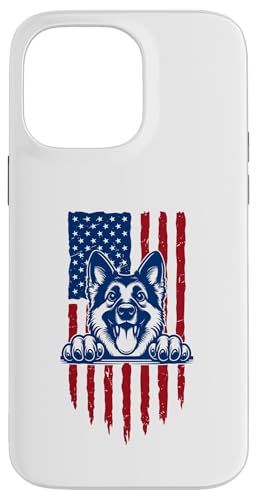 Hülle für iPhone 14 Pro Max Deutscher Schäferhund, amerikanische Flagge für Hundeliebhaber, USA-Flagge von American Flag Patriotic Red White and Blue