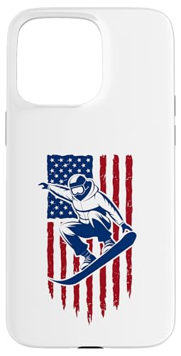 Hülle für iPhone 15 Pro Max Snowboarder Amerikanische Flagge für Snowboarder USA Flagge von American Flag Patriotic Red White and Blue