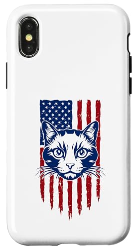 Hülle für iPhone X/XS Amerikanische Flagge für Katzenliebhaber Patriotische USA-Flagge von American Flag Patriotic Red White and Blue