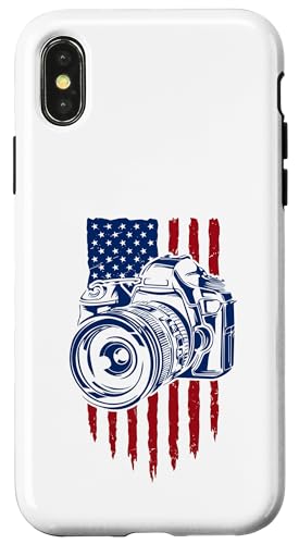 Hülle für iPhone X/XS Fotografie Amerikanische Flagge für Fotografen USA Flagge von American Flag Patriotic Red White and Blue