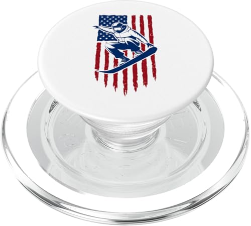 Snowboarder Amerikanische Flagge für Snowboarder USA Flagge PopSockets PopGrip für MagSafe von American Flag Patriotic Red White and Blue