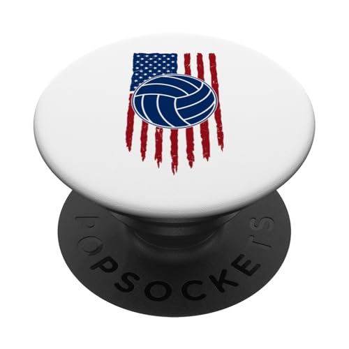 Volleyball Amerikanische Flagge für Volleyballliebhaber USA Flagge PopSockets Klebender PopGrip von American Flag Patriotic Red White and Blue