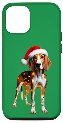 Hülle für iPhone 12/12 Pro American Foxhound Hund Weihnachtsmannmütze Weihnachtsbeleuchtung Besitzer Mama von American Foxhound Dog Christmas Products