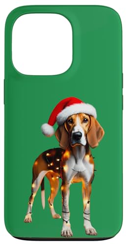 Hülle für iPhone 13 Pro American Foxhound Hund Weihnachtsmannmütze Weihnachtsbeleuchtung Besitzer Mama von American Foxhound Dog Christmas Products