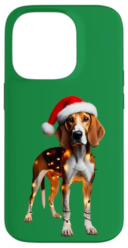 Hülle für iPhone 14 Pro American Foxhound Hund Weihnachtsmannmütze Weihnachtsbeleuchtung Besitzer Mama von American Foxhound Dog Christmas Products