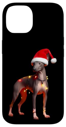 Hülle für iPhone 14 American Hairless Terrier Weihnachtsmannmütze Weihnachtsbeleuchtung Hund Mama von American Hairless Terrier Christmas Products