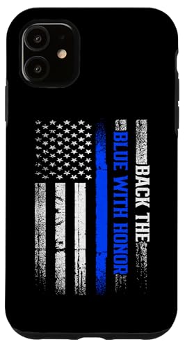 Polizei Ehre Die Linie Respekt Blaue Flagge Polizist Herren Hülle für iPhone 11 von Amerikanische Flagge Unterstützung Ehrenlinie