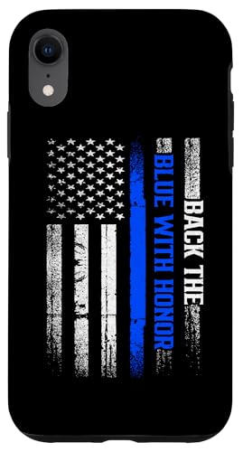 Polizei Ehre Die Linie Respekt Blaue Flagge Polizist Herren Hülle für iPhone XR von Amerikanische Flagge Unterstützung Ehrenlinie