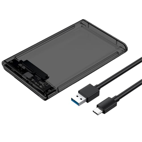 Amesor Externes USB 3.0-zu-Sata-Festplattengehäuse, Festplattengehäuse - Transparentes 2,5 SSD-Gehäuse 5 Gbit/s Festplattengehäuse | 5 Gbit/s USB 3.0, Festplattengehäuse SATA-Gehäuse für 2,5 Zoll 9,5 von Amesor