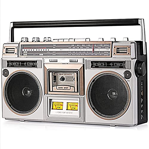 Amhuui 80s Retro Street Bluetooth Boombox, Retro Bluetooth Boombox Kassettenspieler mit AM/FM Radio und Bass Boost, integrierter Lautsprecher, 3,5 mm Kopfhöreranschluss, unterstützt SD/USB-Eingang von Amhuui