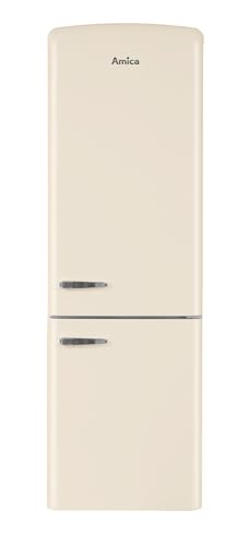 Amica KGCR 387 109 B Retro Kühl-/Gefrierkombination/NoFrost/Beige / 200cm (H) x 60cm (B) x 73cm (T) / Retro-Design/Kühlschrank mit Gefrierfach von Amica