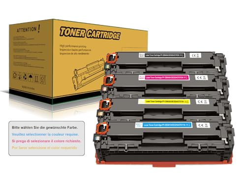 Amla 4 Stück Kompatibel Toner mit CB540A CB541A CB542A CB543A für HP CM1312n CM1312nfi CM1415fn CM1415fnw CP1210 CP1217 CP1514n CP1515n CP1518ni CP1525n CP1525nw M251n M276n M276nw mehr (BK+C+M+Y) von Amla