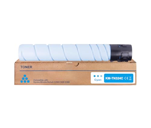 Amla Toner A8DA450 Kompatibel mit Konica Minolta TN324C Toner TN-324C Toner TN324 Cyan für Konica Minolta BizHub C258 BizHub C308 BizHub C368 von Amla