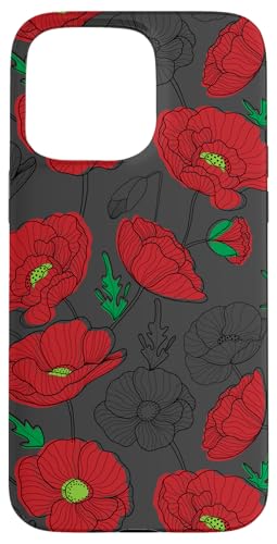 Hülle für iPhone 15 Pro Max Poppy Floral Stoßfest Kompatibel mit Magsafe Girl & Women von Ammal Studio