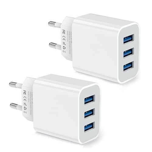 USB Ladegerät, 3-Port USB Adapter 15W, Mehrfach Stecker 2er Pack Schnellladegerät Mehrfach Netzteil für iPhone15/14/13/12/11/X/8 and Samsung, Xiaomi, Tablets, Smartwatch,Handys Ladeladapter USB Ladegerät, 3-Port USB Adapter 15W, Mehrfach Stecker 2er Pack Schnellladegerät Mehrfach Netzteil für iPhone15/14/13/12/11/X/8 and Samsung, Xiaomi, Tablets, Smartwatch,Handys Ladeladapter von Amoner