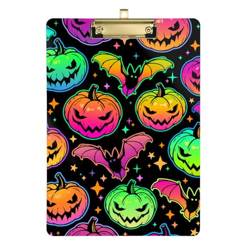 Bunte Muster Happy Halloween Kürbisse Schätzung Klemmbrett Kunststoff für legale Frauen Basketball Trainer Größe 9 x 12 von Amooorous