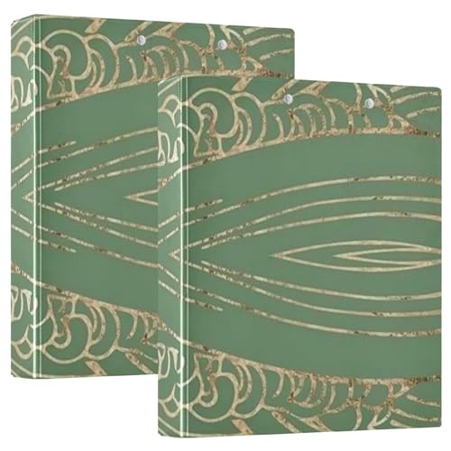 Green and Gold Waves 3-Rings Notebook Binder 3.8 cm with Pocket Cover 1/2 Pack of Binders Binder Binder for College Students 200 Sheets Pack of 2 von Amooorous