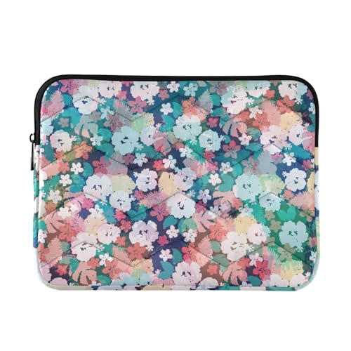 Laptop-Hülle, 33-35,6 cm, dünne Computerhüllen für Laptop, mehrfarbige Blumen, Reise-Laptop-Tasche für Männer und Frauen von Amooorous