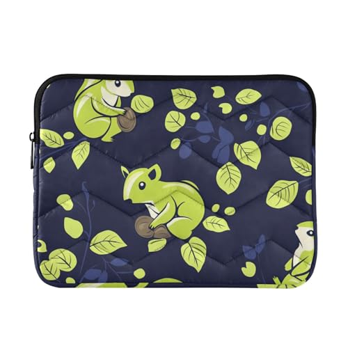 Laptop-Hülle, 33-35,6 cm, leicht, Cartoon-Design, niedliches grünes Eichhörnchen, Reise-Laptop-Tasche für Männer und Frauen von Amooorous