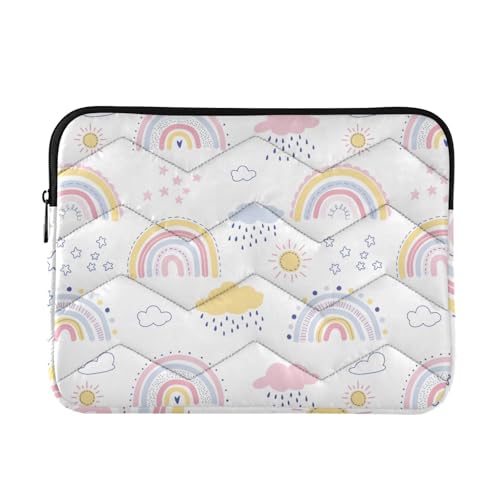 Laptop-Hülle, 33-35,6 cm, wasserabweisend, Laptop-Tasche, Aktentasche, Pfirsich-Cartoon, niedlicher Regenbogen, Laptop-Tragetasche mit Reißverschluss für Laptop von Amooorous