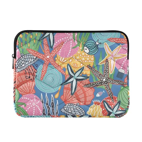 Laptop-Hülle 13-14 Zoll Laptophülle Quallen Algen Seestern Muschel Hawaii Fisch Reise Laptop Sleeve Tasche für Laptop Computer von Amooorous