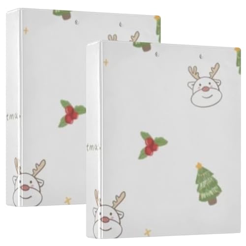 Weißer Weihnachtsmann-Ordner mit 3 Ringen, 3,8 cm, mit Klemmbrett, 1/2er-Pack, Schulbedarf, Binder, Hardcover, 2 Stück von Amooorous