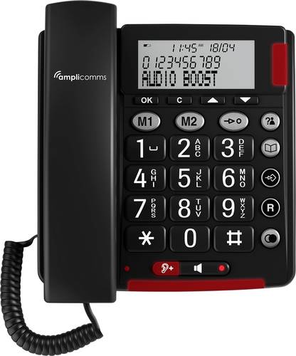 Amplicomms BigTel 48 Plus Schnurgebundenes Seniorentelefon Freisprechen, für Hörgeräte kompatibel von Amplicomms
