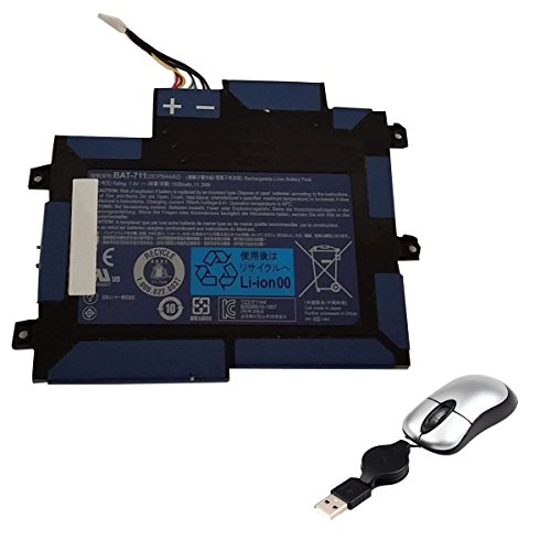 amsahr BAT-711-05 Ersatz Batterie für ACER BAT-711, Iconia A100 Tablet, Iconia, BT.00203.005, BT00203005 Inklusive Mini Optical Maus Schwarz von Amsahr