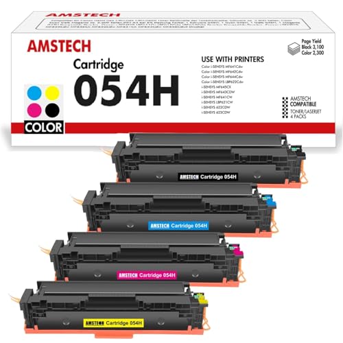 054H 054 CRG-054H CRG-054 Kompatibel für Canon 054H Toner Set 054 Cartridge i-SENSYS MF643Cdw MF641Cw MF645Cx LBP623Cdw LBP621Cw MF642Cdw MF644Cdw LBP622Cdw MF640C Schwarz Cyan Gelb Magenta, 4er-Pack von Amstech