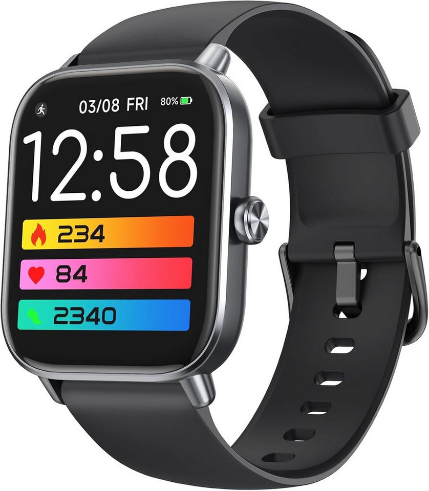 Amzhero Sports Smartwatch (1.8 Zoll), mit 20+ Trainningsmodi, SpO2 Tracking, Schlafüberwachung,Schrittzähler von Amzhero