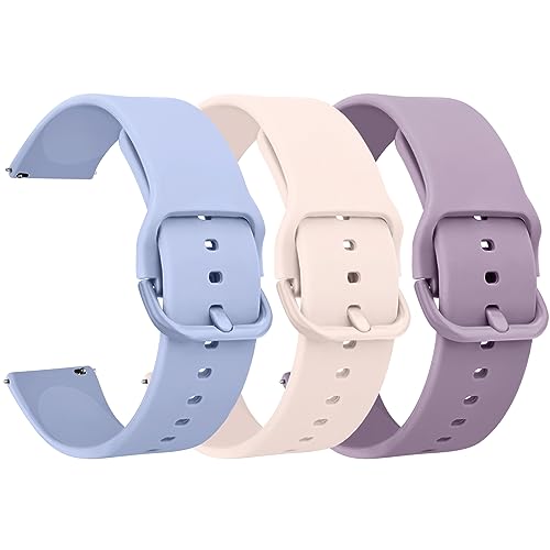 Amzpas 3Stück Armband für Garmin Venu 2 Armband Damen Herren,22mm Silikon Quick Release Armband für Garmin Vivoactive 4/Forerunner 255/265/Venu 3/Gear S3/Huawei Watch GT (Rosa/Hellblau/Hellviolett) von Amzpas