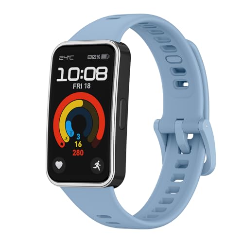 Amzpas Armband für Huawei Band 8 Armband Huawei Band 9 Armband Damen Herren,Neues Silikon Sport Ersatzarmbänder Uhrenarmband für Huawei Band 9 / Huawei Band 8 (Blau) von Amzpas