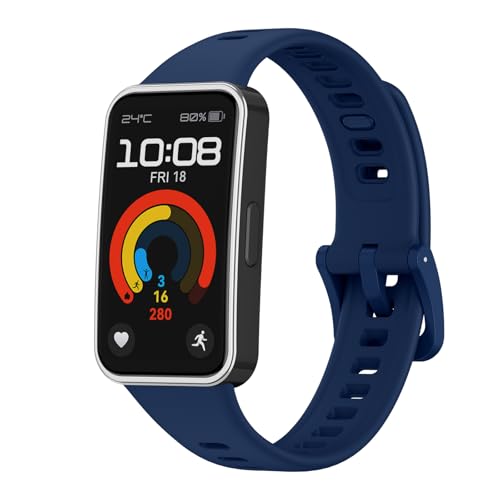 Amzpas Armband für Huawei Band 8 Armband Huawei Band 9 Armband Damen Herren,Neues Silikon Sport Ersatzarmbänder Uhrenarmband für Huawei Band 9 / Huawei Band 8 (Navy blau) von Amzpas