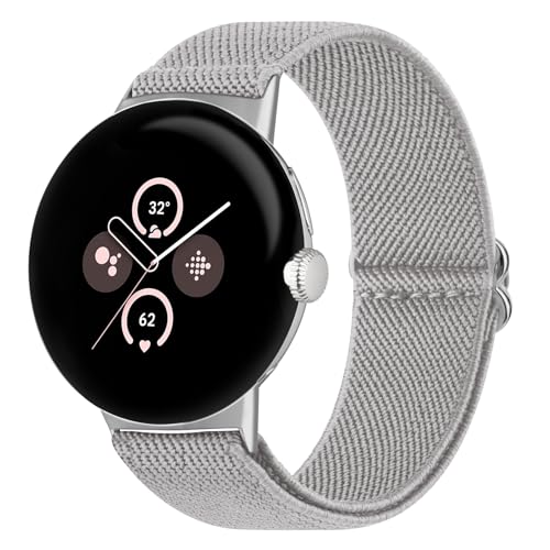 Amzpas für Google Pixel Watch Armband Google Pixel Watch 2 Armband Damen Herren,Nylon Verstellbares Elastisches Ersatzarmbänder für Google Pixel Watch 2/1 (Grau) von Amzpas