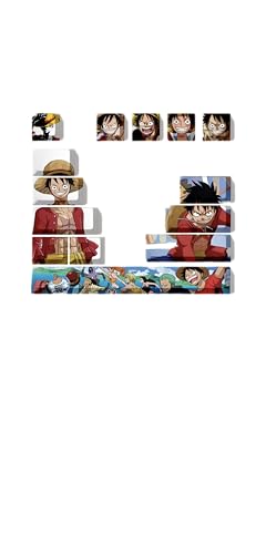 Japanische Anime-Tastaturkappe, Tastaturkappen, 14 Tasten, mechanische Gaming-Tastatur, benutzerdefiniertes PBT-OEM-Profil, Tastaturkappen, Anime, Piratenkönig, (Luffy) von Amzsupziyi