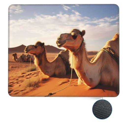 Anceky Quadratisches Mauspad „Camels Rest Desert, rutschfeste Gummiunterseite, 17,8 x 21,8 cm, für kabellose Maus, Laptop, Büro, Schreibtischzubehör von Anceky