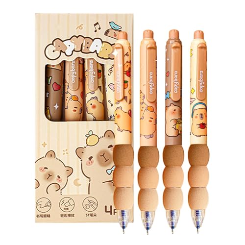 Ancsttu Cartoon Capybara Gelstift, 4 Stöcke 0.5mm Cartoon Löschbare Stifte Set Capybara Einziehbare Gelschreiber Für Schule, Klassenzimmer, Arbeitsbereich, Zuhause von Ancsttu