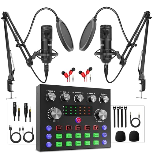 Podcast Equipment Bundle for 2, Audio Interface with Podcast Condenser Microphone, Voice Changer, DJ Mixer for Streaming, Podcast Recording, Gaming, TikTok, PC, Smartphone Podcast Equipment Bundle for 2, Audio Interface with Podcast Condenser Microphone, Voice Changer, DJ Mixer for Streaming, Podcast Recording, Gaming, TikTok, PC, Smartphone von AndTree