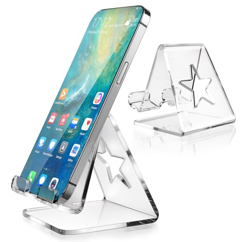 Andibro Handy-Ständer,Transparenter Acryl Handyständer Universeller Tragbare Desktop Tablet rutschfeste Ständer Halter Schreibtischzubehör kompatibel mit Allen Smartphones und Pads(A) von Andibro